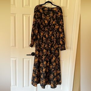 Floral Black and Orange Women's Dress